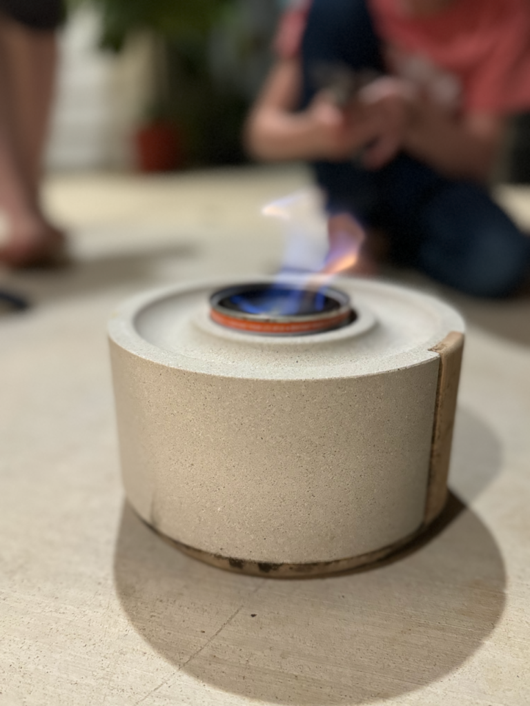 easy smores on the back porch using a tabletop fire stove